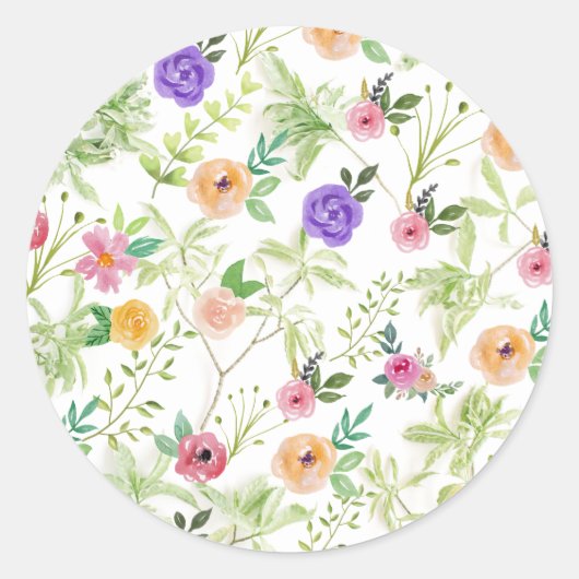 Sticker Rond Chic Floral Décontracté (Devant)