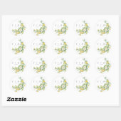 Sticker Rond Chic Floral et citron vert Mariage Monogramme (Feuille)