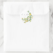 Sticker Rond Chic Floral et citron vert Mariage Monogramme (Sac)