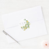 Sticker Rond Chic Floral et citron vert Mariage Monogramme (Enveloppe)
