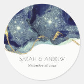 Sticker Rond Chic Fluid Abstrait Enk Gold Parties scintillant M (Devant)