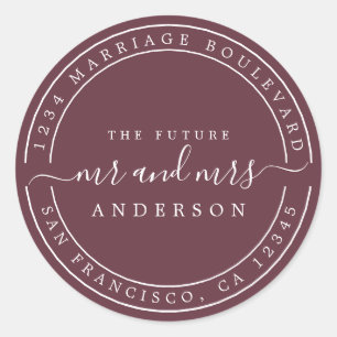 Sticker Rond Chic Future M. Mme Mariage Retour Adresse Bourgogn