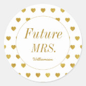 Sticker Rond Chic Future Mme Gold Hearts Mariage blanc (Devant)
