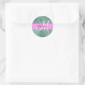 Sticker Rond Chic Glam rose Vert Parties scintillant Étincelle  (Sac)