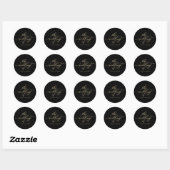 Sticker Rond Chic Gold Calligraphie Mariage noir (Feuille)