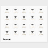 Sticker Rond Chic Gold Grad Casquette de classe Année Graduatio (Feuille)