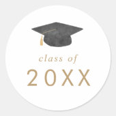 Sticker Rond Chic Gold Grad Casquette de classe Année Graduatio (Devant)