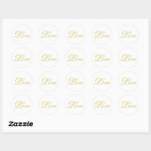 Sticker Rond Chic Gold Script White Love Mariage Calligraphie (Feuille)