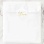 Sticker Rond Chic Gold Script White Love Mariage Calligraphie (Sac)