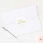 Sticker Rond Chic Gold Script White Love Mariage Calligraphie (Enveloppe)