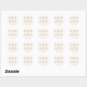 Sticker Rond Chic Gold Typographie Mariage Enregistrer La Date (Feuille)