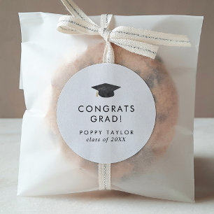 Sticker Rond Chic Grad Casquette Congrats Grad Grad Grad Sticke