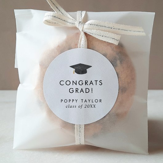 Sticker Rond Chic Grad Casquette Congrats Grad Grad Grad Sticke