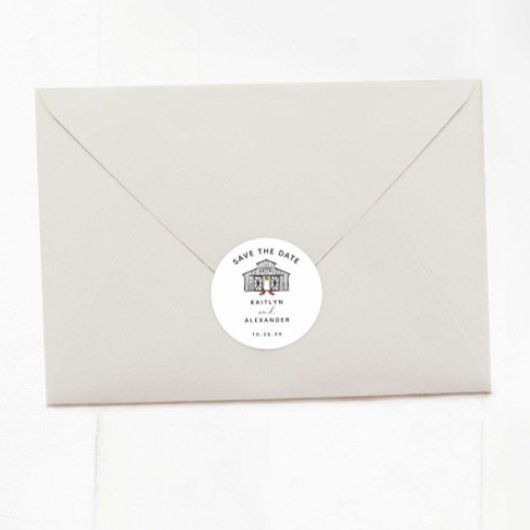 Sticker Rond Chic Grange Enregistrer la date
