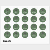 Sticker Rond Chic Green Grad Casquette de classe Année d'obtent (Feuille)