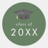 Sticker Rond Chic Green Grad Casquette de classe Année d'obtent (Devant)