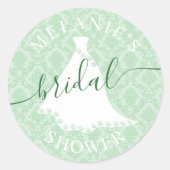 Sticker Rond Chic Green Mariage damassé Gown Favoriser (Devant)
