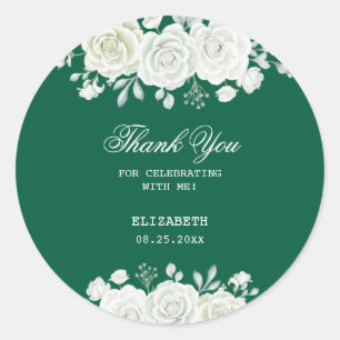 Sticker Rond Chic Green Pastel Blanc Rose vert Anniversaire