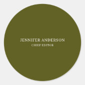 Sticker Rond Chic Green Professional Modern Plain Minimalist (Devant)
