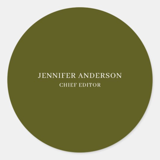 Sticker Rond Chic Green Professional Modern Plain Minimalist (Devant)