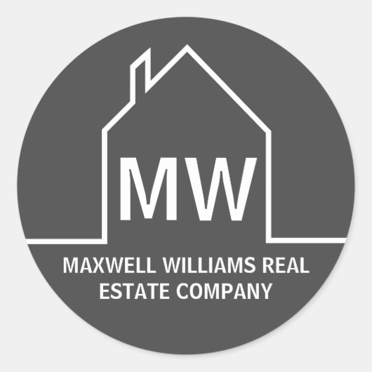 Sticker Rond Chic Grey Immobilier Société Monogram Realtor (Devant)