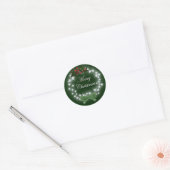 Sticker Rond Chic Happy Holiday couronne moderne de noël (Enveloppe)