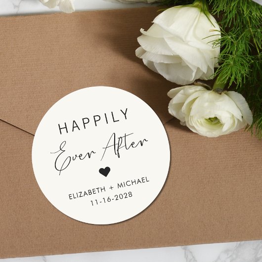 Sticker Rond Chic Happy Jamais Après Cream Mariage