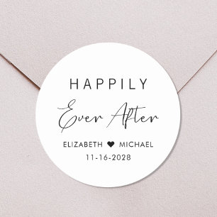 Sticker Rond Chic Heureux Jamais Après Mariage
