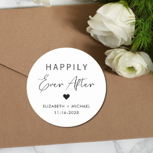 Sticker Rond Chic Heureux Jamais Après Mariage
