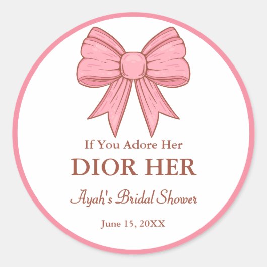 Sticker Rond Chic High End Parfum Thème Pink Bow Party Favorise (Devant)