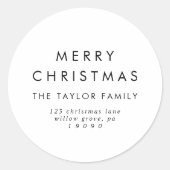 Sticker Rond Chic Joyeux Noël Retour Adresse Enveloppe (Devant)