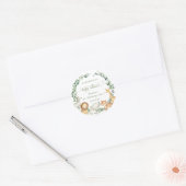 Sticker Rond Chic Jungle Animaux Verdure Baby shower neutre (Enveloppe)