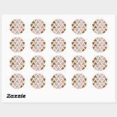 Sticker Rond Chic Leopard & Pink Triangle Pattern (Feuille)