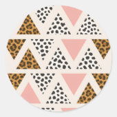 Sticker Rond Chic Leopard & Pink Triangle Pattern (Devant)