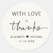 Sticker Rond Chic Love Et Merci Cream Mariage (Devant)