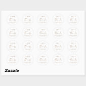 Sticker Rond Chic Love Et Merci Gold Script Mariage (Feuille)