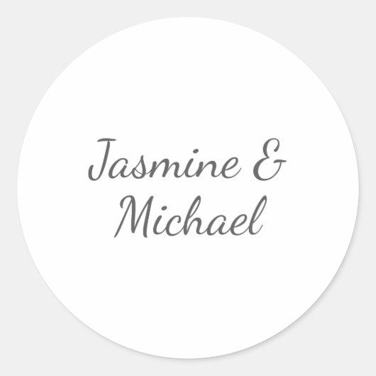 Sticker Rond Chic Lovely Calligraphie Couple Noms Mariage (Devant)