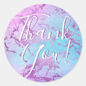 Sticker Rond Chic Marble | Glitzy Glam Violet Bleu Merci (Devant)