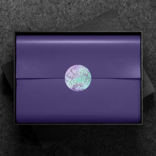Sticker Rond Chic Marble | Lavande Violet et Menthe Diplômé