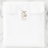 Sticker Rond Chic Mariage Calligraphié Or Save The Date (Sac)