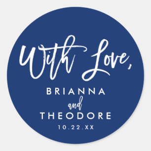 Sticker Rond Chic Mariage Lettré À La Main Avec Amour Favor Éti