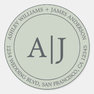 Sticker Rond Chic Mariage Monogramme Adresse de retour Pastel G