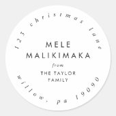 Sticker Rond Chic Mele Kalikimaka Circulaire Adresse de retour (Devant)