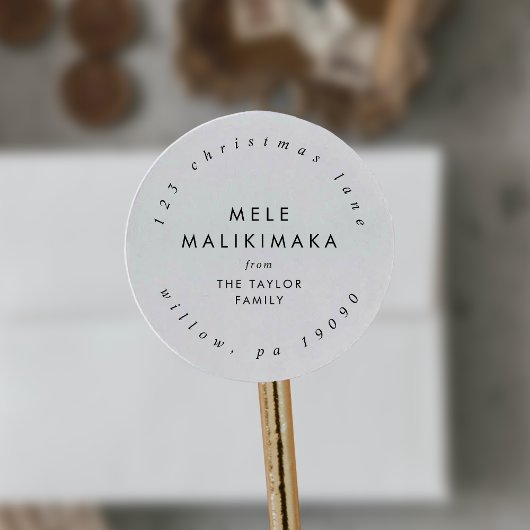 Sticker Rond Chic Mele Kalikimaka Circulaire Adresse de retour