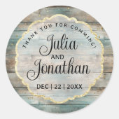 Sticker Rond Chic Merci en bois Shabby Pastel (Devant)