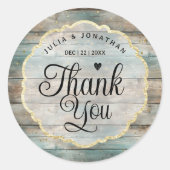 Sticker Rond Chic Merci en bois Shabby Pastel (Devant)