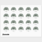 Sticker Rond Chic Merci Sage Green Ginkgo Wedding Favor (Feuille)