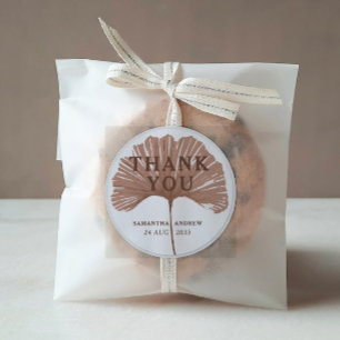Sticker Rond Chic Merci Terracotta Ginkgo Cadeau de Mariage
