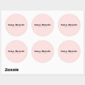 Sticker Rond Chic Minimaliste Rose Pastel (Feuille)