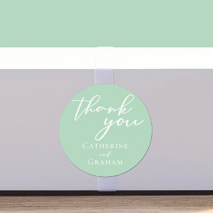 Sticker Rond Chic Mint Green Typographie Blanche Mariage Person